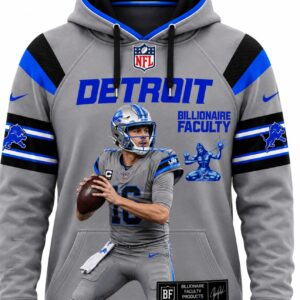 Jared Goff number 16 Detroit player hoodie front view