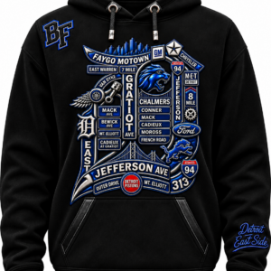 Detroit East Side black luxury hoodie